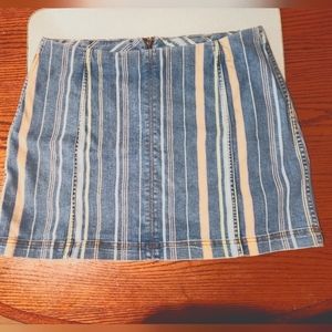 Wild Fable multi‎ color stripe denim mini skirt sz 16